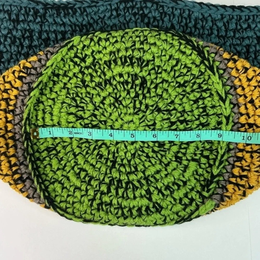 Handcrafted Multicolor Crochet Scrap Woven Tote Bag Basket Storage Handmade Knit